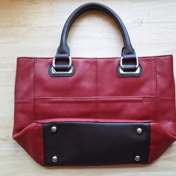 Tignanello "Perfect Pockets" Mini Tote Handbag With Feet Red and Brown - Picture 12 of 12